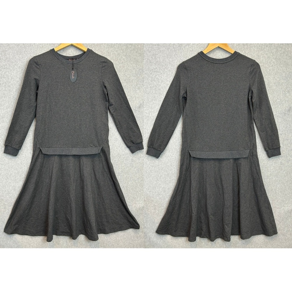 Blush Size XS Lizzy Dress Charcoal Gray Long Sleeve Layered Look Prep Cotton NWT